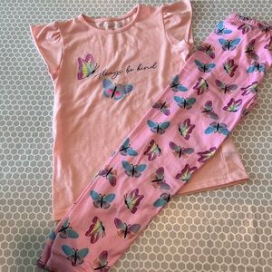 Sainteve Girls Pink Butterfly 'Always Be Kind' Pajama Set Size 8